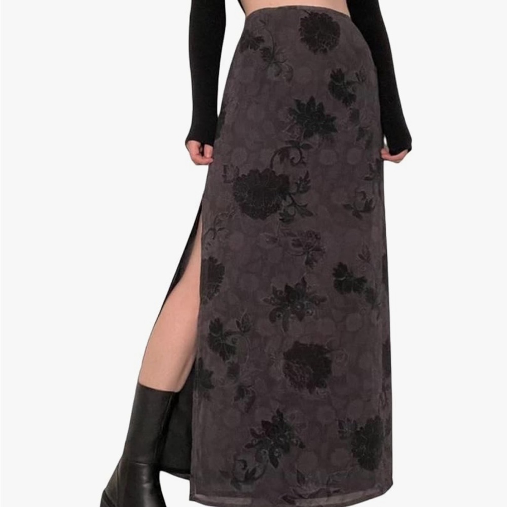 Floral Black Maxi Skirt